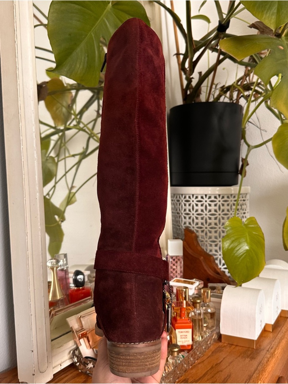 Jessica Simpson Women's Tall Suede Riding Boots in Deep Burgundy - Picture 7 of 9